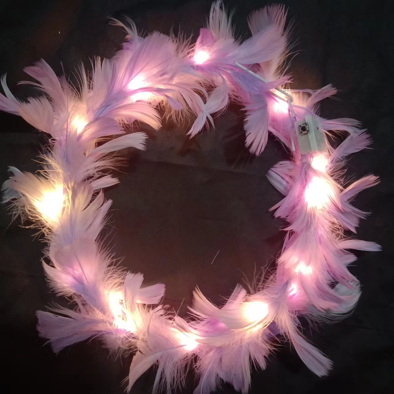Wholesale Feather Warm Lamp Garland Glow Rabbit Ears Headband